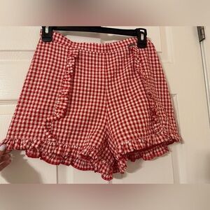 Vintage BSB Jeans Red Gingham Ruffle High Waisted Short